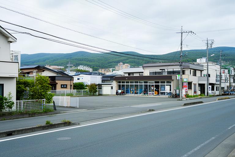 北海道室蘭市増市町2丁目の店舗周辺と道路の様子
